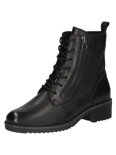 CAPRICE Comfort Damen Stiefeletten zum Schnüren aus Leder mit Reißverschluss, Schwarz (Black Nappa), 41 EU von CAPRICE