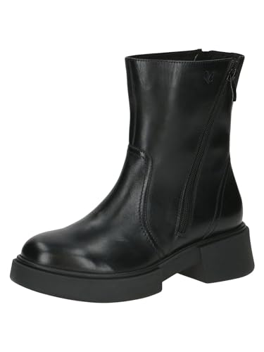 CAPRICE Damen Stiefeletten ohne Absatz aus Leder mit Reißverschluss, Schwarz (Black Nappa), 39 EU von CAPRICE
