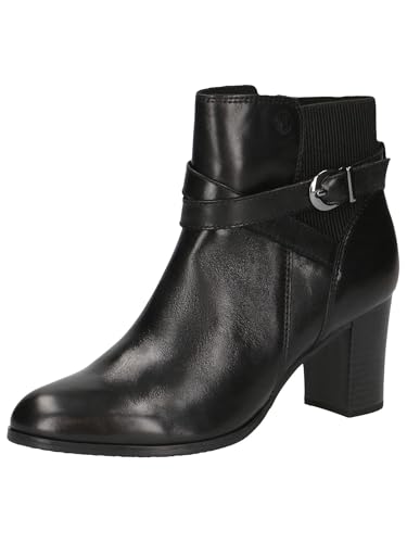 CAPRICE Damen Stiefeletten mit Absatz aus Leder mit Schnalle, Schwarz (Black Nappa), 38 EU von CAPRICE