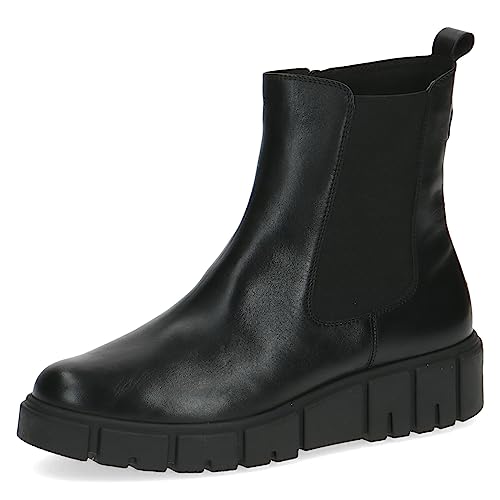 CAPRICE Damen Stiefeletten ohne Absatz aus Leder mit Reißverschluss, Schwarz (Black Nappa), 41 EU von CAPRICE