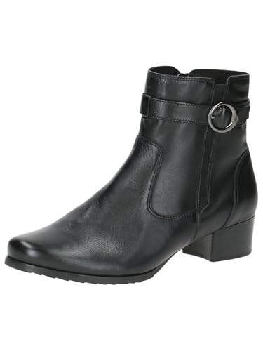CAPRICE Comfort Damen Stiefeletten mit Absatz aus Leder mit Reißverschluss, Schwarz (Black Nappa), 40.5 EU von CAPRICE