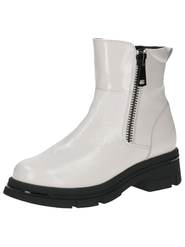 CAPRICE Damen Stiefeletten mit Absatz aus Leder mit Reißverschluss, Weiß (White Naplak), 39 EU von CAPRICE