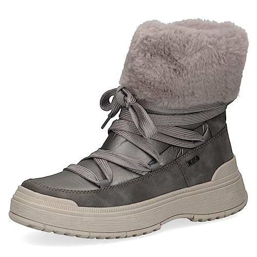 CAPRICE Damen Winterstiefeletten zum Schnüren Gefüttert Fell Weite G, Grau (Dk Grey Comb), 42 EU von CAPRICE