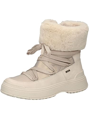CAPRICE Damen Winterstiefeletten zum Schnüren Gefüttert Fell Weite G, Beige (Beige Comb), 37.5 EU von CAPRICE