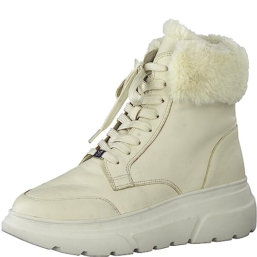 CAPRICE Damen Sneaker hoch mit Fütterung Memotion aus Leder Fell Weite G, Elfenbein (Offwhite Soft), 41 EU von CAPRICE