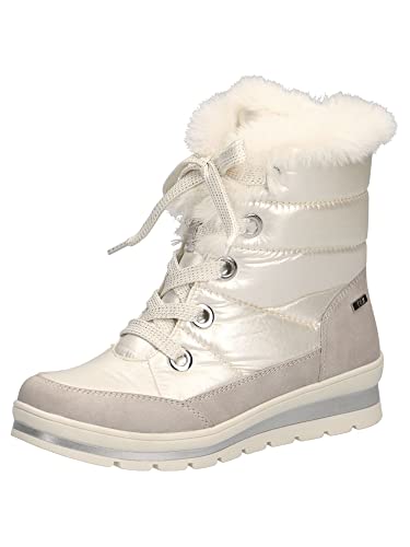 CAPRICE Damen Winterstiefeletten zum Schnüren Airmotion Fell mit Reißverschluss Weite G Vegan, Elfenbein (Pearl Comb 1), 40 EU von CAPRICE