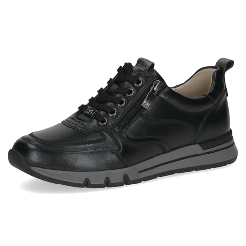 Caprice Comfort Damen Sneaker flach aus Leder Mehrweite H, Schwarz (Black Comb), 39 EU von CAPRICE