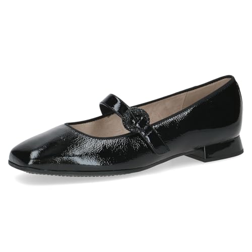 Caprice Damen Ballerinas aus Leder Kleiner Absatz, Schwarz (Black Naplak), 38 EU von CAPRICE