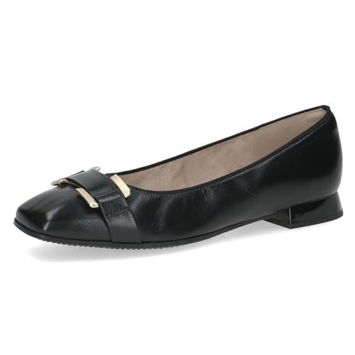 Caprice Damen Ballerinas aus Leder Kleiner Absatz, Schwarz (Black Nappa), 36 EU von CAPRICE