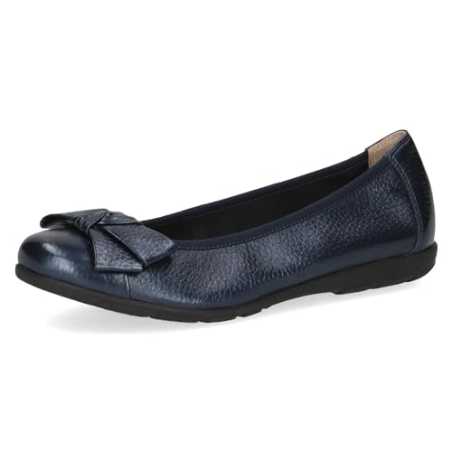 CAPRICE Damen Ballerinas aus Leder mit Schleife, Blau (Ocean Per.Deer), 42 EU von CAPRICE