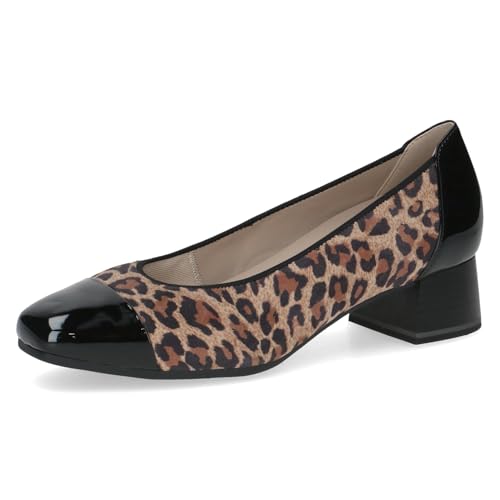 Caprice Comfort Damen Pumps Kleiner Absatz Mehrweite H, Mehrfarbig (Black Leo Comb), 40 EU von CAPRICE