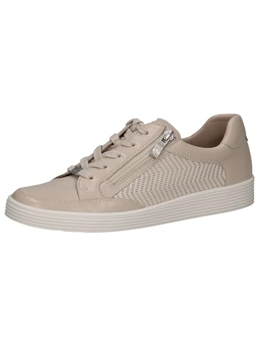 CAPRICE Damen Sneaker flach aus Leder mit Reißverschluss, Beige (Offwht Soft Co), 38 EU von CAPRICE