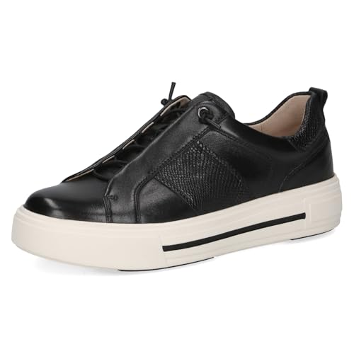 Caprice Damen Sneaker flach aus Leder Plateau, Schwarz (Black Rep.Comb), 38 EU von CAPRICE