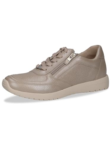 CAPRICE Damen Sneaker flach aus Leder mit Reißverschluss, Beige (Taupe Per.Deer), 37 EU von CAPRICE