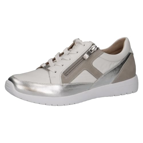 CAPRICE Damen Sneaker flach aus Leder mit Reißverschluss, Weiß (White Comb), 39 EU von CAPRICE