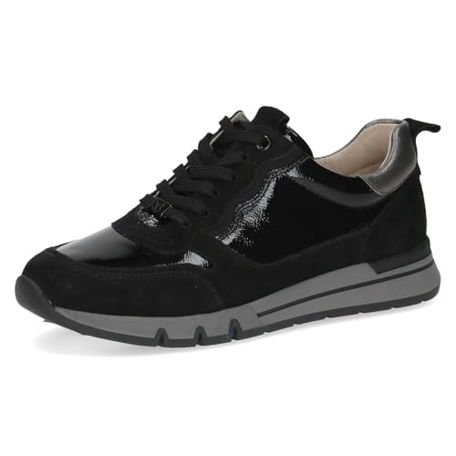 Caprice Comfort Damen Sneaker flach aus Leder Mehrweite H, Schwarz (Black Comb), 36 EU von CAPRICE