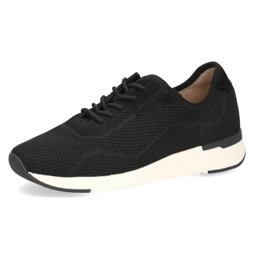 CAPRICE Damen Sneaker flach mit Schnürsenkeln Bequem, Schwarz (Black Knit), 37 EU von CAPRICE