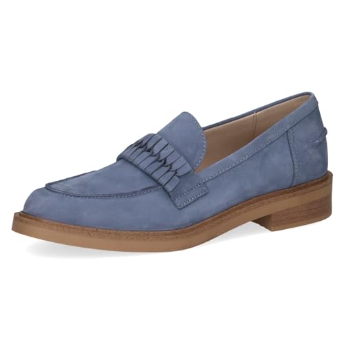 CAPRICE Damen Slipper aus Leder mit Blockabsatz, Blau (Jeans Nubuc), 36 EU von CAPRICE