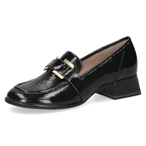 Caprice Damen Slipper aus Leder Kleiner Absatz, Schwarz (Black Snake), 37.5 EU von CAPRICE