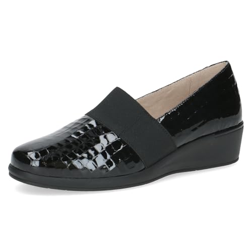 Caprice Comfort Damen Slipper aus Leder Mehrweite H, Schwarz (Black Croco), 37 EU von CAPRICE