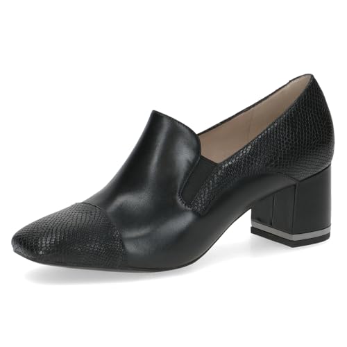 Caprice Damen Pumps aus Leder Karrèe, Schwarz (Black Comb), 42 EU von CAPRICE