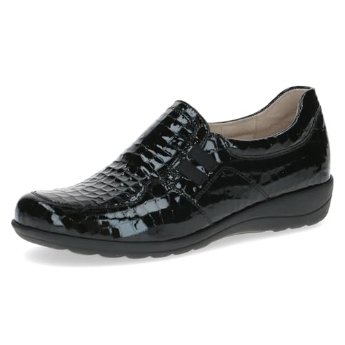 Caprice Comfort Damen Slipper aus Leder Mehrweite H, Schwarz (Black Croco), 39 EU von CAPRICE