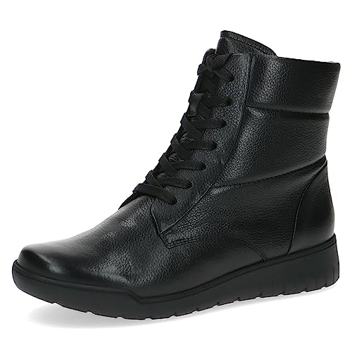 CAPRICE Damen Stiefeletten zum Schnüren Memotion aus Leder mit Schnürsenkeln und Reißverschluss Weite G, Schwarz (Black Nappa), 41 EU von CAPRICE