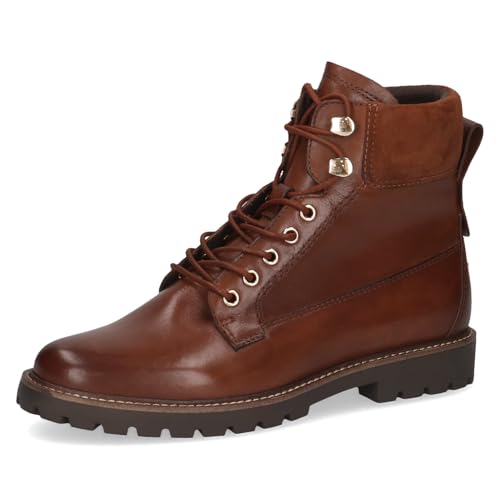 Caprice Damen Stiefeletten aus Leder zum Schnüren, Braun (Cognac Comb), 41 EU von CAPRICE