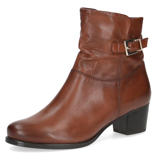 Caprice Damen Stiefeletten aus Leder mit Blockabsatz, Braun (Cognac Nappa), 40.5 EU von CAPRICE