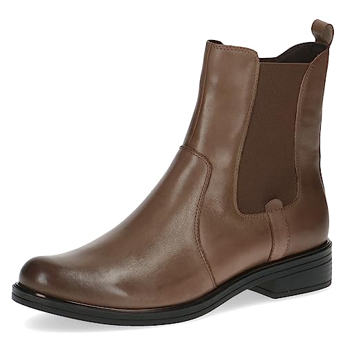 CAPRICE Damen Chelsea Boots aus Leder Flach Weite G, Braun (Taupe Nappa), 38.5 EU von CAPRICE