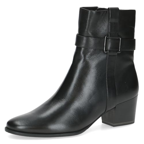 Caprice Damen Stiefeletten aus Leder mit Blockabsatz, Schwarz (Black Nappa), 37.5 EU von CAPRICE