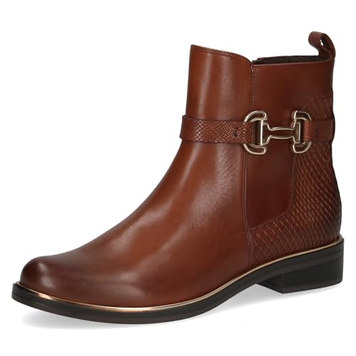 Caprice Damen Stiefeletten aus Leder mit Zierschnalle, Braun (Cognac Comb), 38.5 EU von CAPRICE