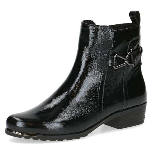 Caprice Damen Stiefeletten aus Leder Kleiner Absatz, Schwarz (Black Naplak), 38 EU von CAPRICE