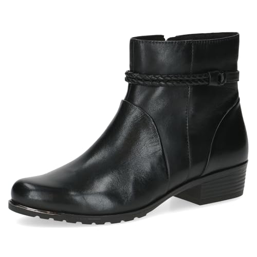 Caprice Damen Stiefeletten aus Leder Kleiner Absatz, Schwarz (Black Nappa), 37.5 EU von CAPRICE