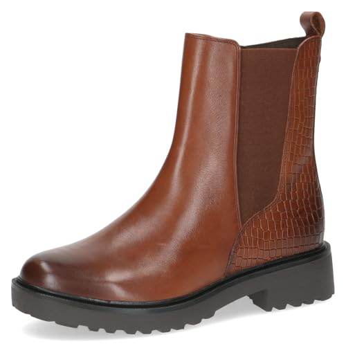 Caprice Damen Stiefeletten mit Reißverschluss Thermosohle, Braun (Cognac Comb), 38 EU von CAPRICE