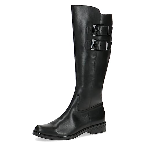 CAPRICE Damen Hohe Stiefel ohne Absatz aus Leder bis zum Knie Weite G, Schwarz (Black Nappa), 36 EU von CAPRICE