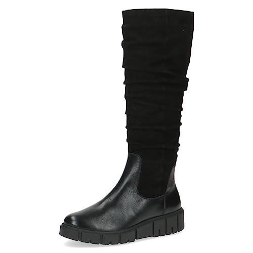 CAPRICE Damen Hohe Stiefel ohne Absatz Airmotion aus Leder Plateau Weite G, Schwarz (Black Comb), 42 EU von CAPRICE