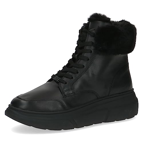 CAPRICE Damen Sneaker hoch mit Fütterung Memotion aus Leder Fell Weite G, Schwarz (Black Nappa), 41 EU von CAPRICE