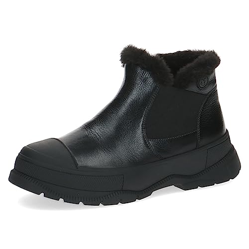 CAPRICE Damen Stiefeletten ohne Absatz Climotion aus Leder Gefüttert Weite G, Schwarz (Black Nappa), 37 EU von CAPRICE