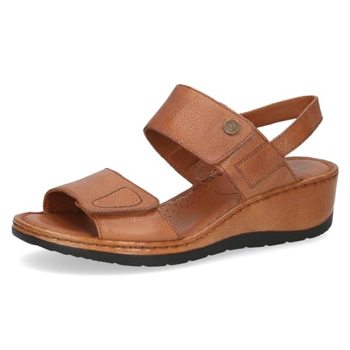 CAPRICE Damen Sandalen mit Absatz aus Leder Wedge, Braun (Nut Nappa), 42 EU von CAPRICE