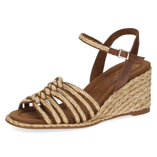 CAPRICE Damen Sandalen mit Absatz aus Leder mit Riemchen, Braun (Bast/Cognac), 39 EU von CAPRICE