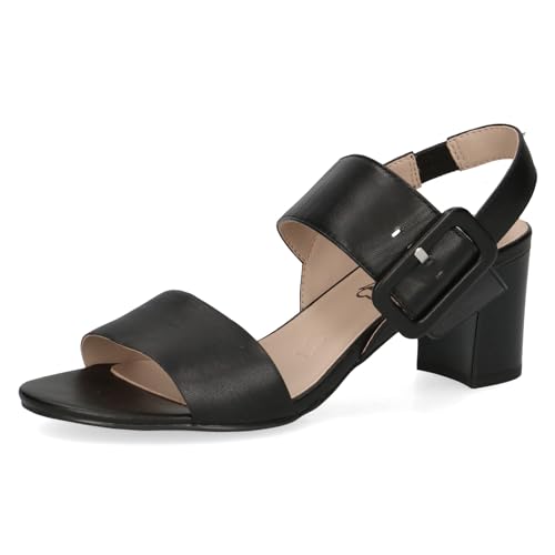 Caprice Damen Sandalen mit Absatz aus Leder mit Fußbett, Schwarz (Black Nappa), 36 von CAPRICE