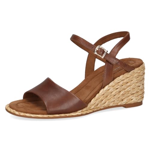 CAPRICE Damen Sandalen mit Absatz aus Leder mit Riemchen, Braun (Cognac Nappa), 38 EU von CAPRICE