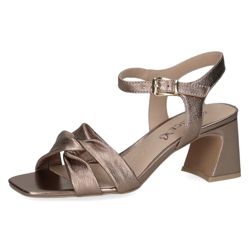 CAPRICE Damen Sandalen mit Absatz aus Leder Festlich, Beige (Taupe Metallic), 37 EU von CAPRICE