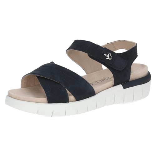 CAPRICE Comfort Damen Sandalen flach aus Leder mit Klettverschluss, Blau (Ocean Suede), 37 EU CAPRICE Comfort Damen Sandalen flach aus Leder mit Klettverschluss, Blau (Ocean Suede), 37 EU von CAPRICE
