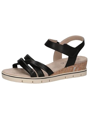 CAPRICE Damen Sandalen mit Absatz aus Leder mit Fußbett, Schwarz (Black Nappa), 38 EU von CAPRICE