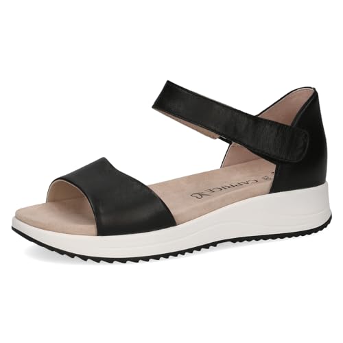 CAPRICE Damen Sandalen flach aus Leder Bequem, Schwarz (Black Nappa), 39 EU von CAPRICE