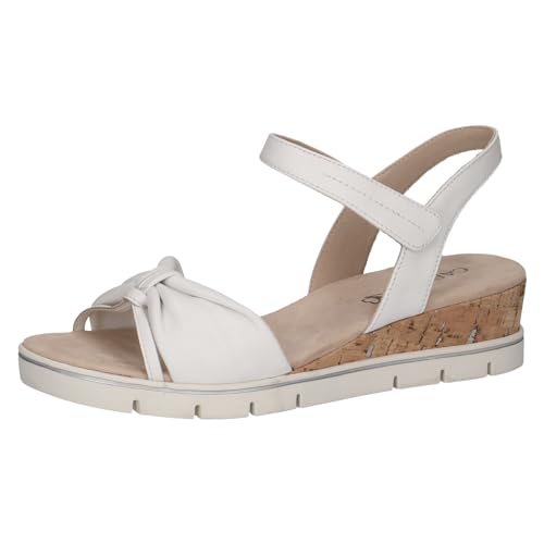 CAPRICE Damen Sandalen mit Absatz aus Leder mit Fußbett, Weiß (White Nappa), 40 EU von CAPRICE