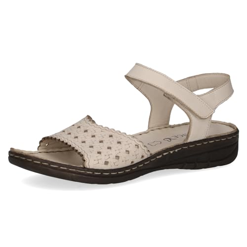 CAPRICE Damen Sandalen mit Absatz aus Leder Bequem, Beige (Beige Nappa), 41 EU von CAPRICE