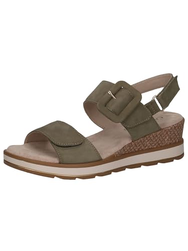 CAPRICE Damen Sandalen mit Absatz aus Leder mit Fußbett, Grün (Olive Nubuc), 39 EU von CAPRICE